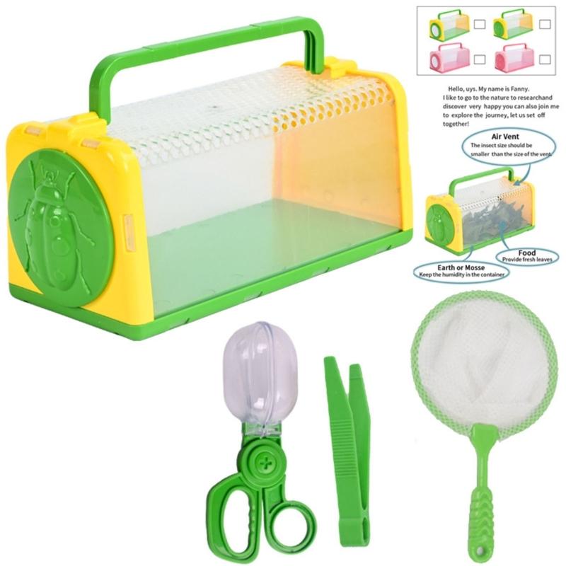 Educational Insect Exploration Kits with Catcher Net and Tweezers for Kids Science Nature Exploring Outdoor Activity Toy