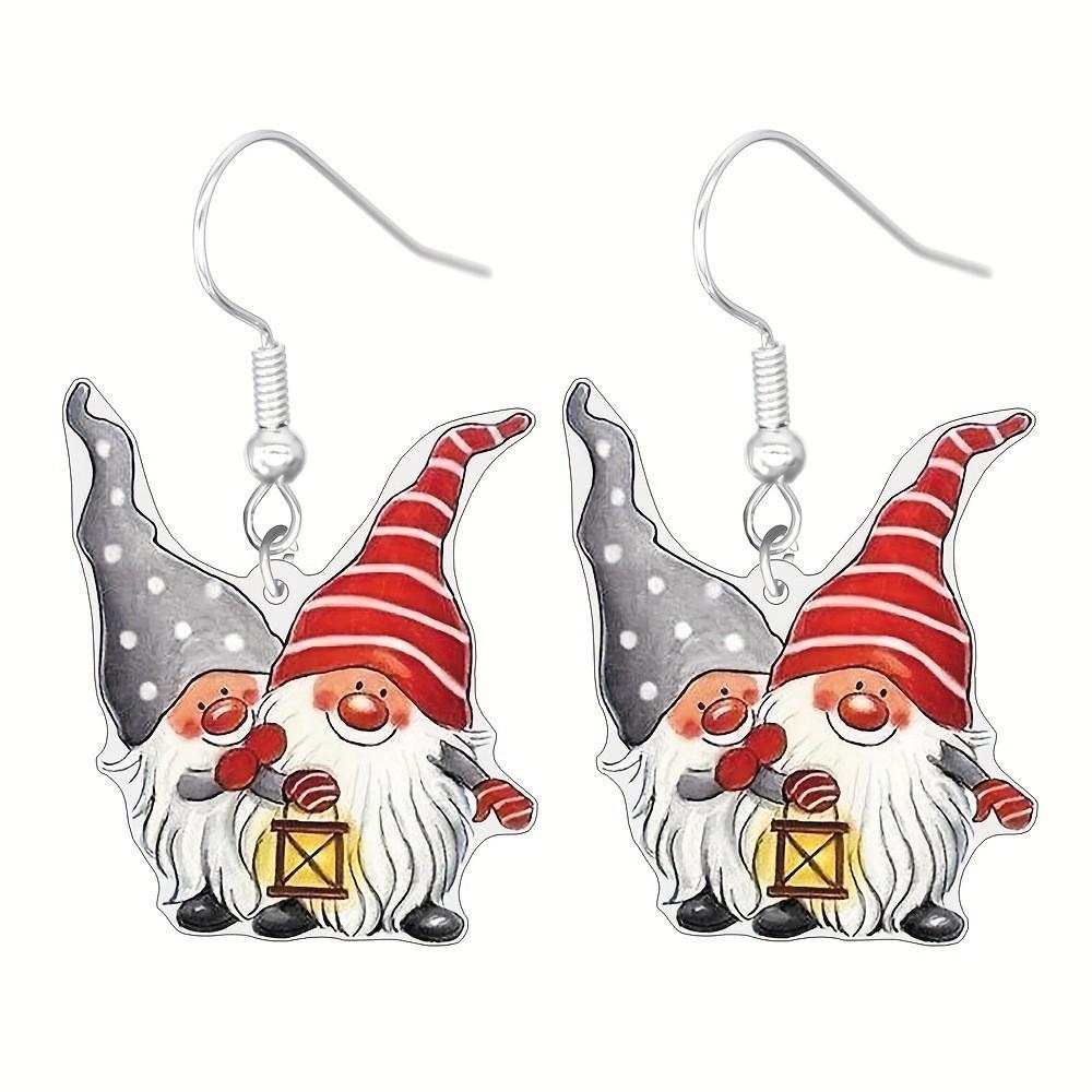 Christmas Cute Cartoon Earrings: Kitten, Puppy, Gnome, Owl Acrylic Decorations