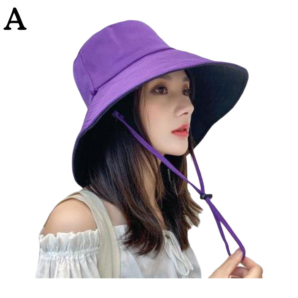 

Double-Sided Fisherman Cap Women Men Portable Foldable Bucket Hat Spring Summer Anti-UV Sun Hat Beach Cap Panama Hat фіолетовий