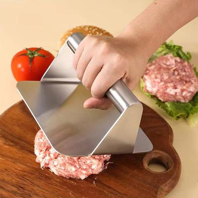 Paslanmaz Çelik Hamburger Presi Saplı Kare Yuvarlak Yapışmaz Gıda Sınıfı Izgara Kalbur Et Pastırma Biftek Burger Manuel Smasher Aracı Mutfak