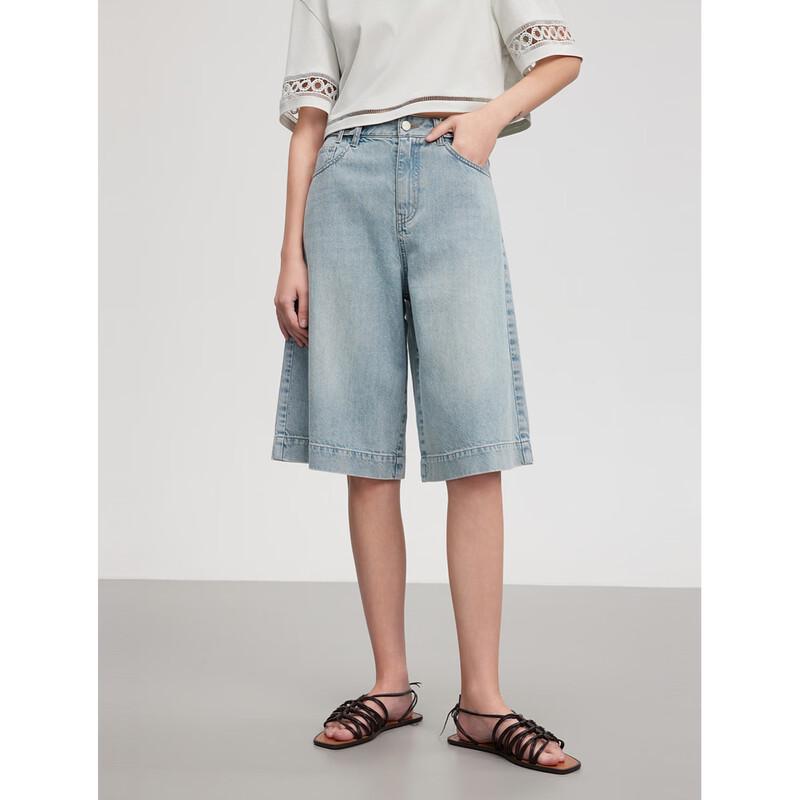 ELLE Women s High-Waist Retro Denim Shorts S