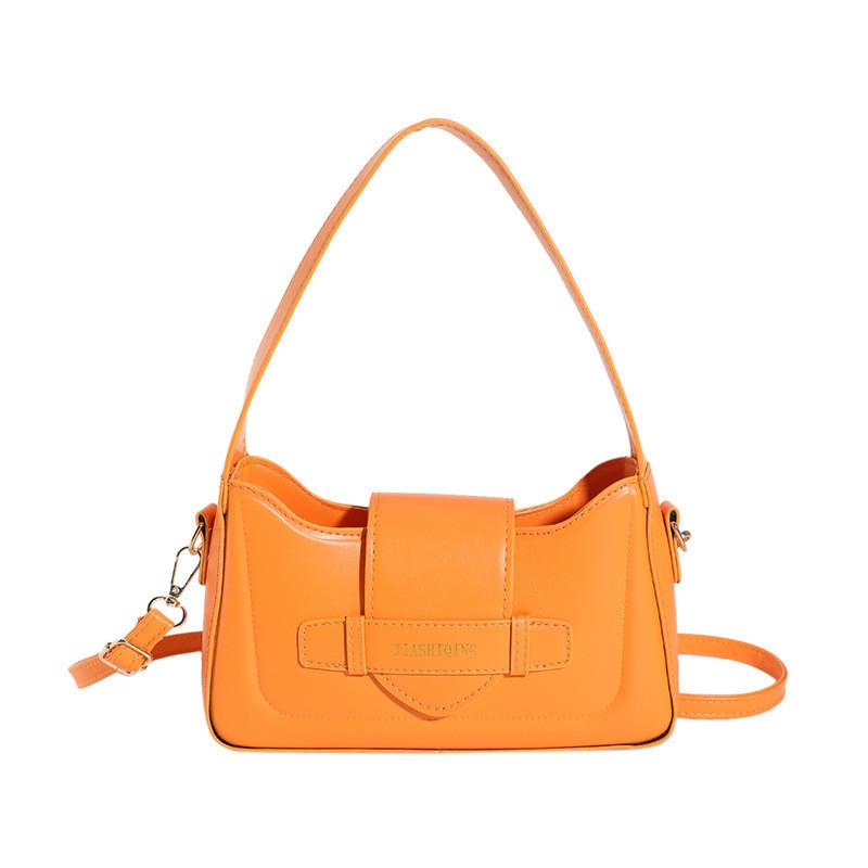 Casual Commuter Pu Leather Shoulder Bag For Women Modern And Simple оранжевый