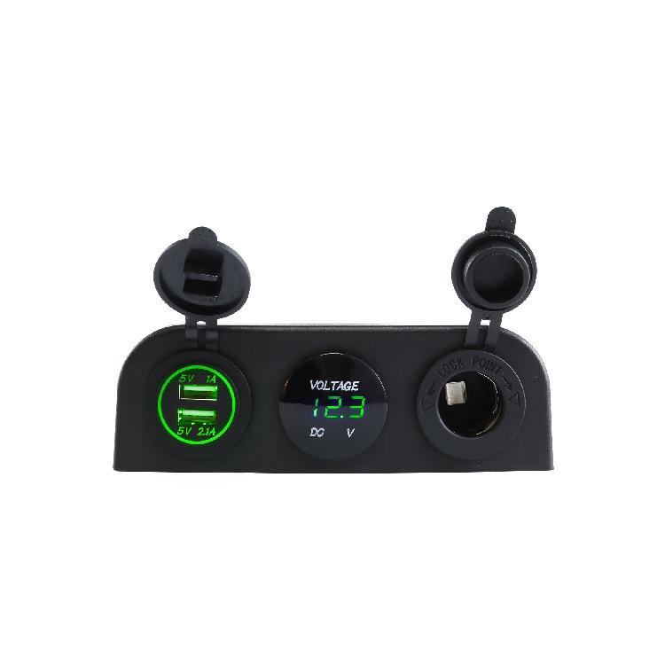 

3 в 1 основание палатки Dual USB автомобильное зарядное устройство розетка светодиодный цифровой вольтметр розетка для грузового автомобиля морской пехоты зелёный