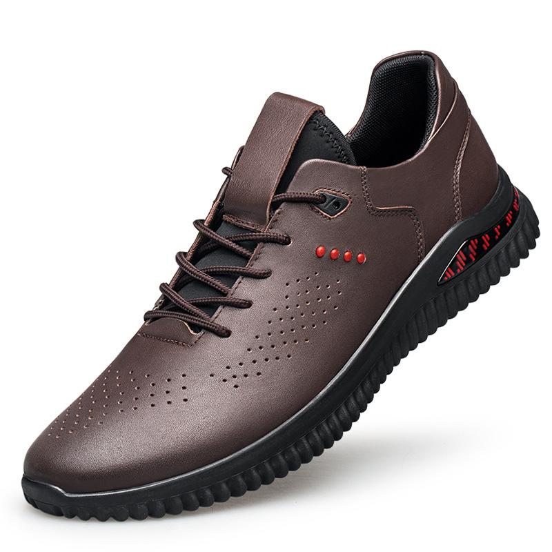 

Повседневная кожаная обувь с полыми отверстиями, мужские одинарные туфли из первого слоя коровьей кожи, дышащие, с низким верхом, модная мужская обувь, сетчатые кеды 48 коричневый