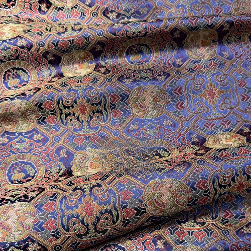 Traditional Song Jin Embroidered Silk Fabric Floral Pattern Ethnic Style for Sewing Clothing Coat Dress Chinese Hanfu Fabric