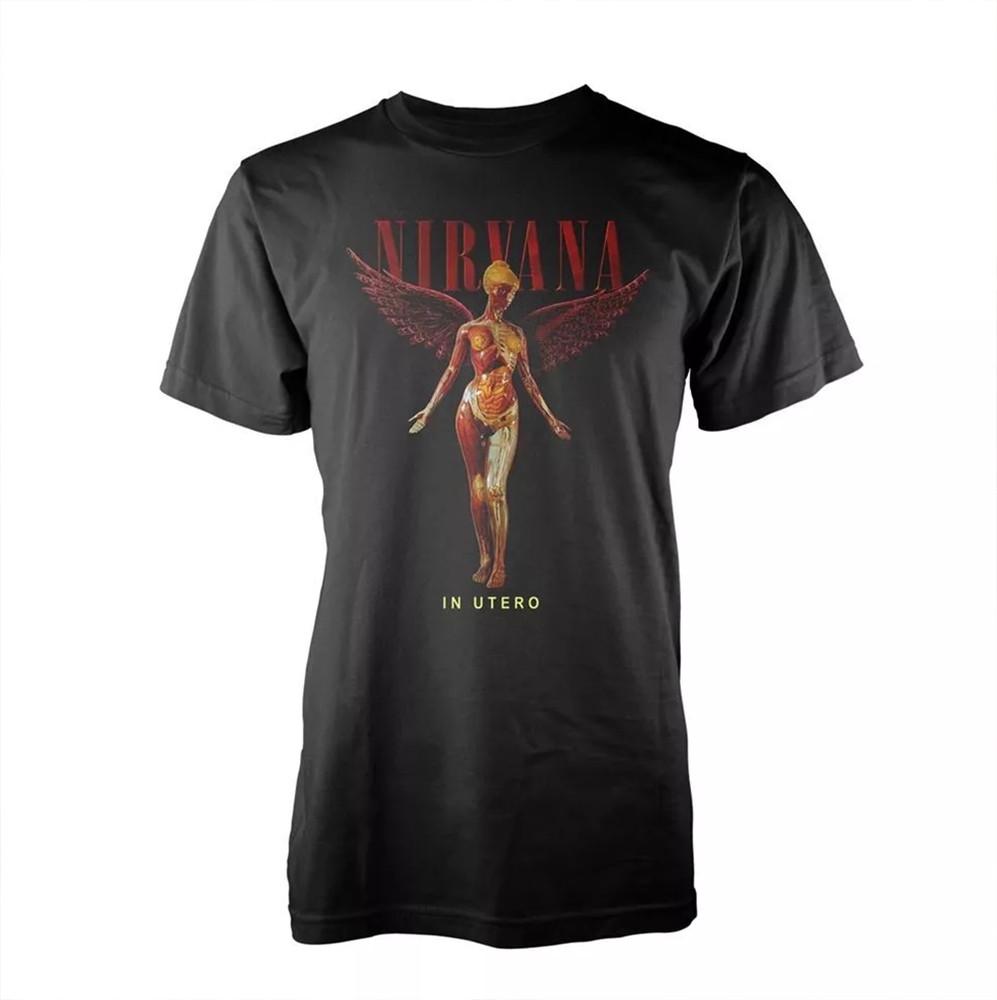 Футболка Nirvana In Utero Лицензированная Мужская Черная Футболка Футболка Курта Кобейна DO216 Унисекс Футболка S