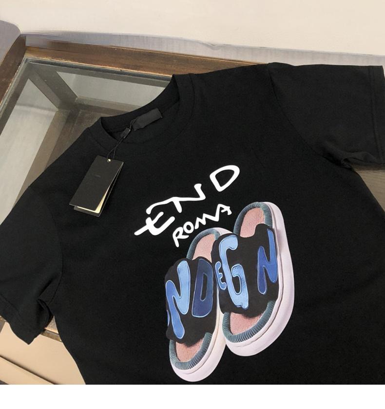 European Luxury Slippers Letter Print Men's Short Sleeve T-shirt Men's 2024 New High-end Cotton Half Sleeve Fashion Trend