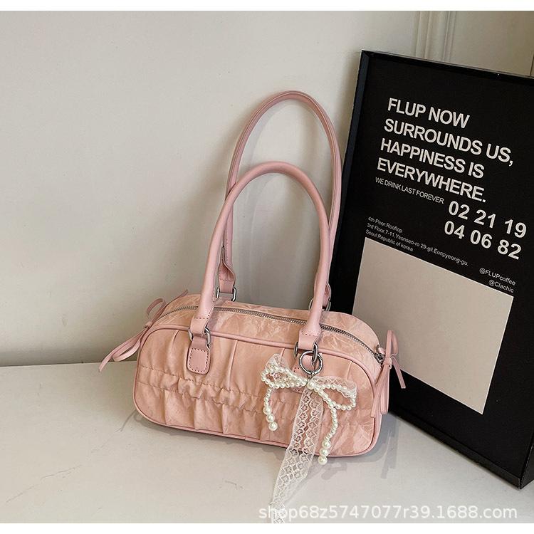 Foreign style bag women's 2025 new fashion high-end bowling handbag ins versatile shoulder messenger bag