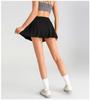 Solid Color High Waist Tummy Control Yoga Skirt - Women's Two-Piece Anti-Exposure Tennis Fitness Shorts