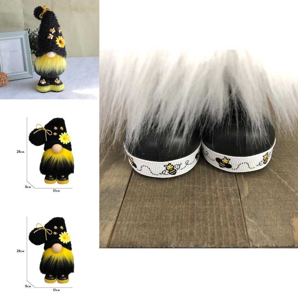 Bumble Bee Nordic Gnome Gonk Tomte Sunflower Plush Doll Ornament Decor Adorable Size With Black Yellow Colors
