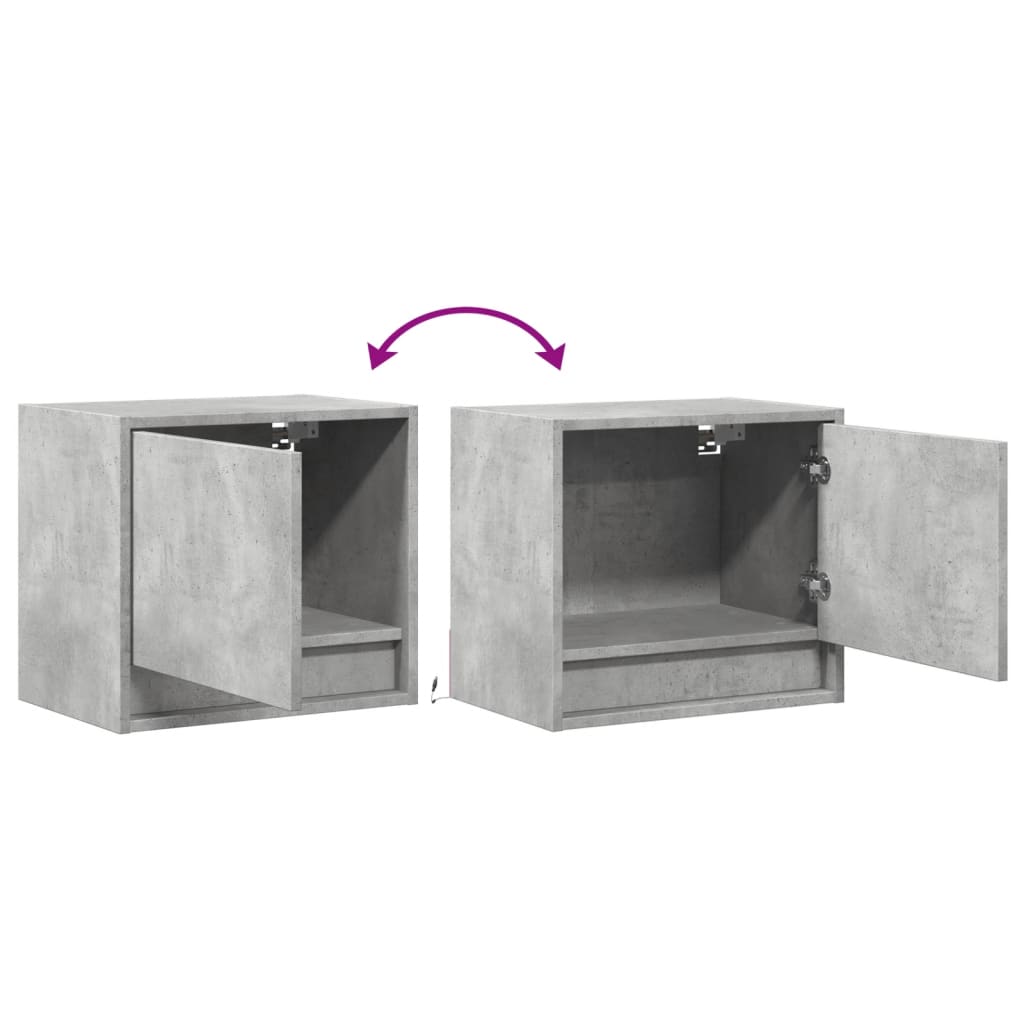 Wall Mounted Nightstands with LED Lights 2 pcs Concrete Grey