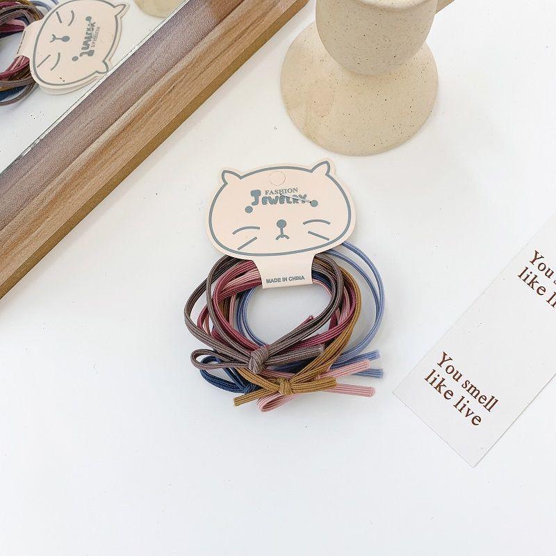 6-Piece Set of Korean Simple Bow Hair Ties 