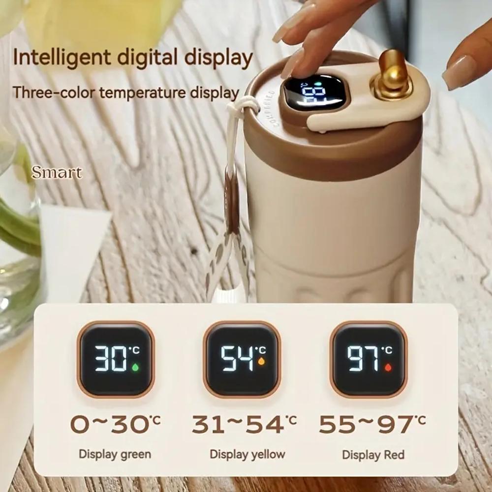 450ML Stainless Steel Coffee Cup Digital Display Travel Thermal Mug Leak-Proof Thermos Bottle Mug Vacuum Flask Insulated Cups