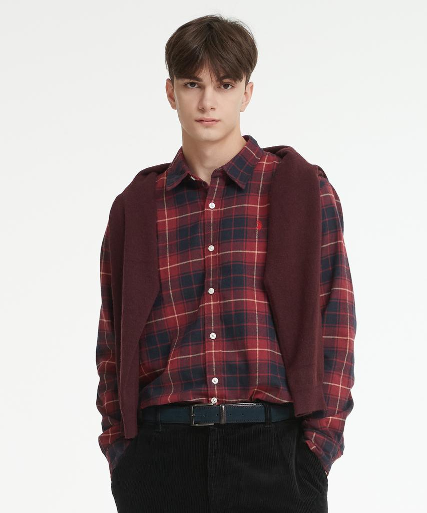 USPOLOASSN Cotton Brushed Shirt_Red Check-1
