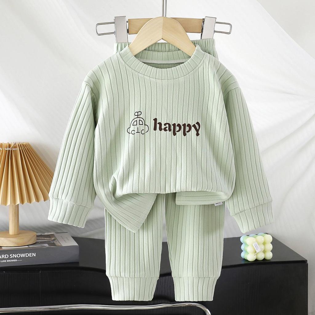 Children's Autumn & Winter Warm Home Set: Infant Clothes & Trousers for Boys & Girls