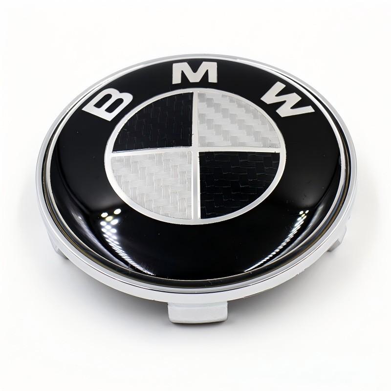 För BMW Svart & Vit Kolfiber Center Nav Legeringshjul Kapslar 68mm Set Om 4 ST