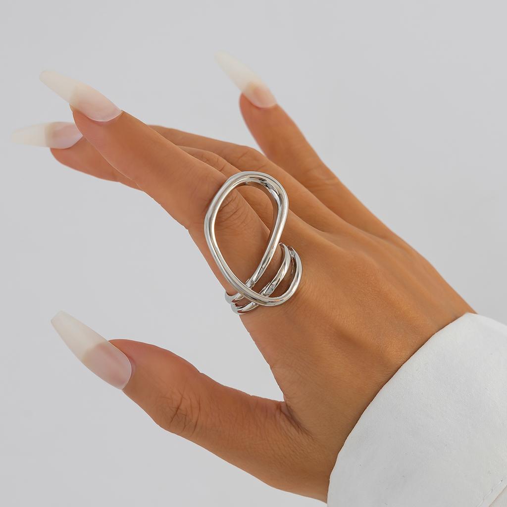 Ingemark 6 Styles Unique Large Petal Flower Twisted Wave Rings for Women Vintage Geometric Adjustable Ring Jewelry Steampunk Men