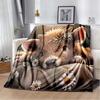Cute Highland Cow in Purple Truck Print Flannel Blanket, Floral Farm Animal Throw Blanket