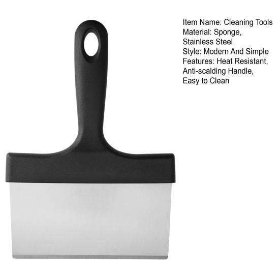Yousheng Grill Scraper Set Food Scraper with Sponges Heavy Duty Stainless Steel Griddle Cleaning Kit Flat Top Cleaner Tool for BBQ Kitchen
