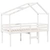 High Bed with Roof White 90 X 190 Cm Solid Pine Wood
