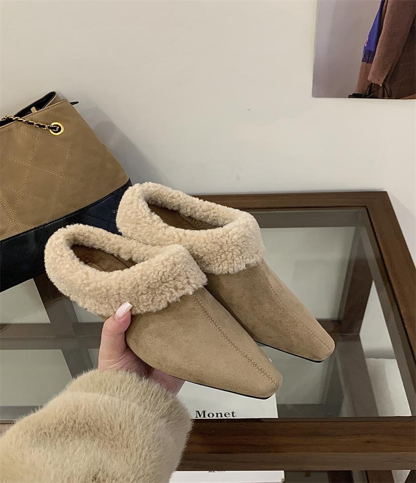 

Autumn new low-heeled versatile pointed-toed velvet warm deep-mouth single shoes, foreign-style new Mao Mao single shoes 39 абрикосовый