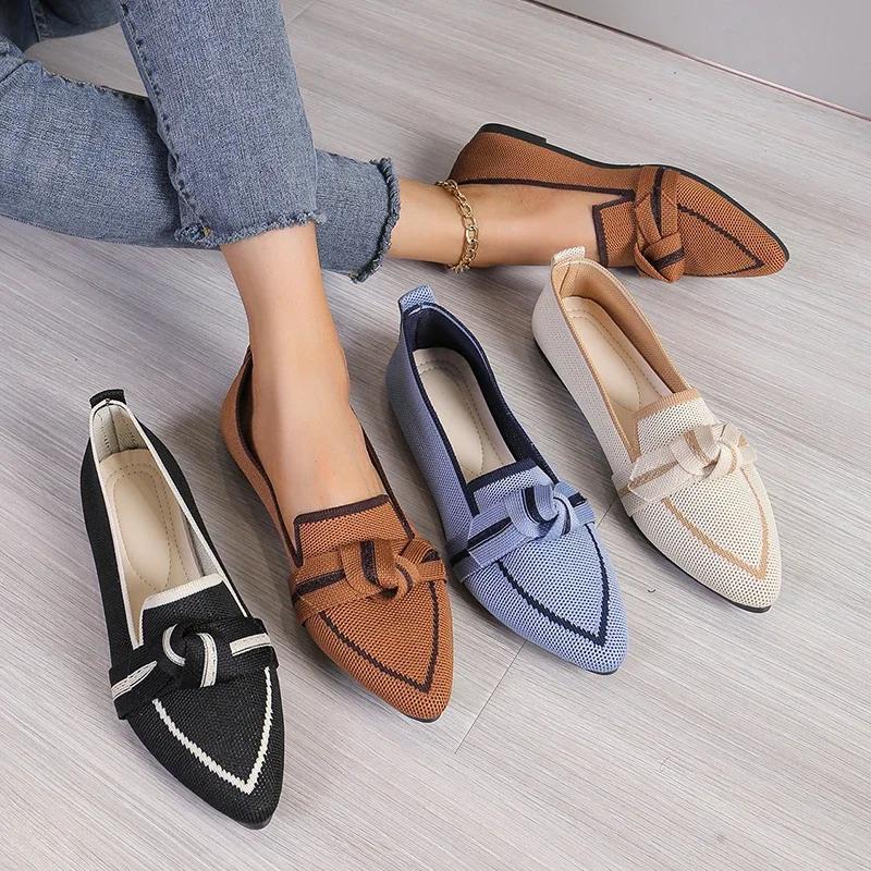 2024 Autumn New Pointed Flat Shoes Fashion Casual Slip-on Women's Shoes Large Size 36-43