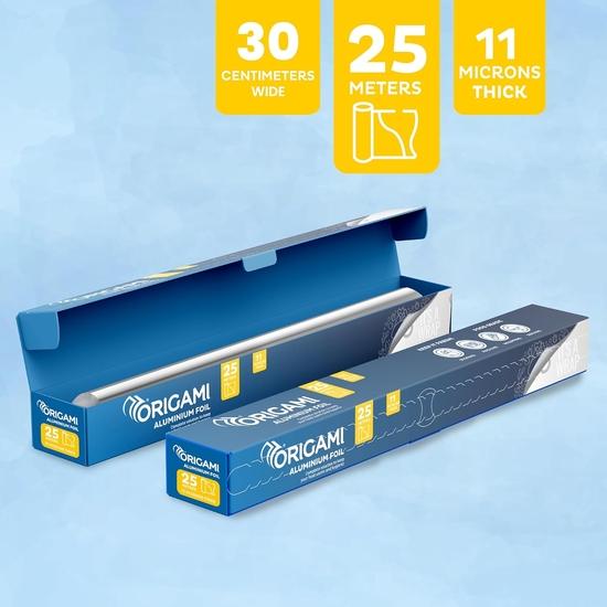 Origami Silver Aluminium Foil for Food Packing 25m | Ideal for Storing, Packing, Wrapping, and Serving - 265g