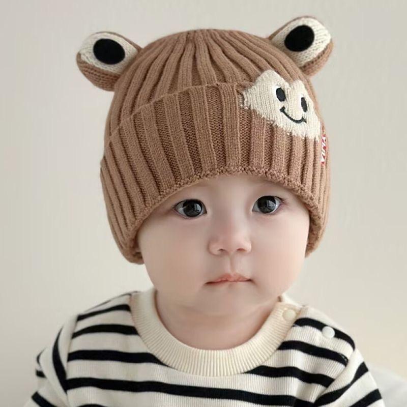 Baby hat autumn and winter cute woolen hat infant super cute thickened ear protection hat small month age warm cover hat