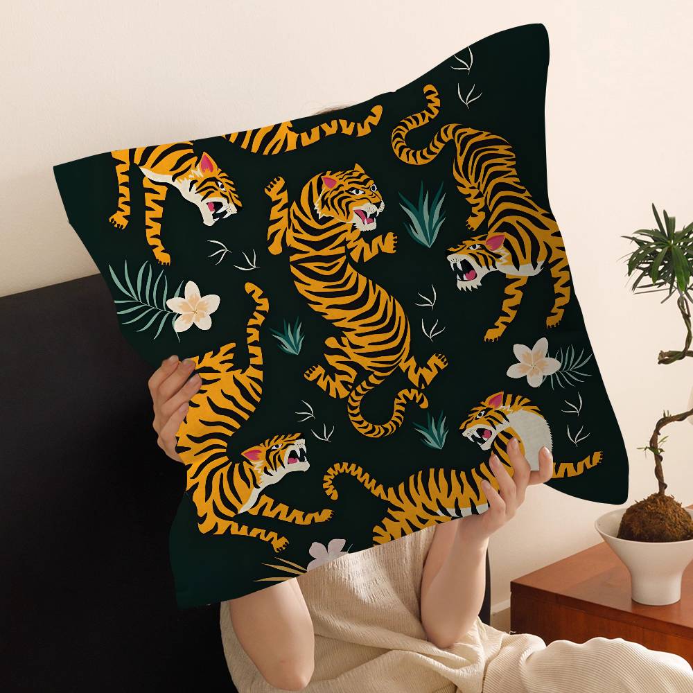Animal Style Tiger Cushion Case Autumn Jungle Pillow Anime Pillow Sofa Bed Head Pillow Cover Cushion Cover 45x45 cm Fashion