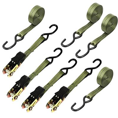 KOKITEA Ratchet-Type Cargo Tie-Down Straps, 6m Long, 800kg Breaking Load, Set of 4, Fastening and Securement, Multi-Purpose, Moving and Transport Lash