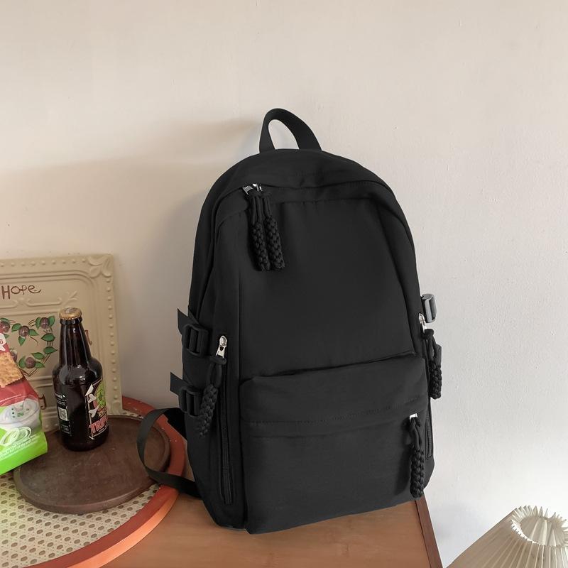 New Solid Color Backpack, Large-capacity Simple Student Schoolbag, Male and Female Couples Casual Backpack