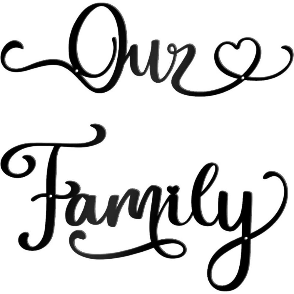 Black Metal Family Sign Wall Art Rustic Home Decor for Living Room Bedroom Hanging
