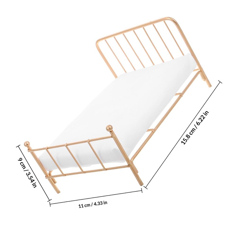 Detailed 1:12 Scale Miniature Single Iron Bed with Mattress Perfect for Dollhouse Bedroom Layout Miniature Interior Decor Items