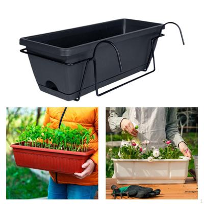 Maceta colgante para valla de balcón, bandeja extraíble de 17x7,4x5,9 pulgadas, maceta multiusos de fácil instalación