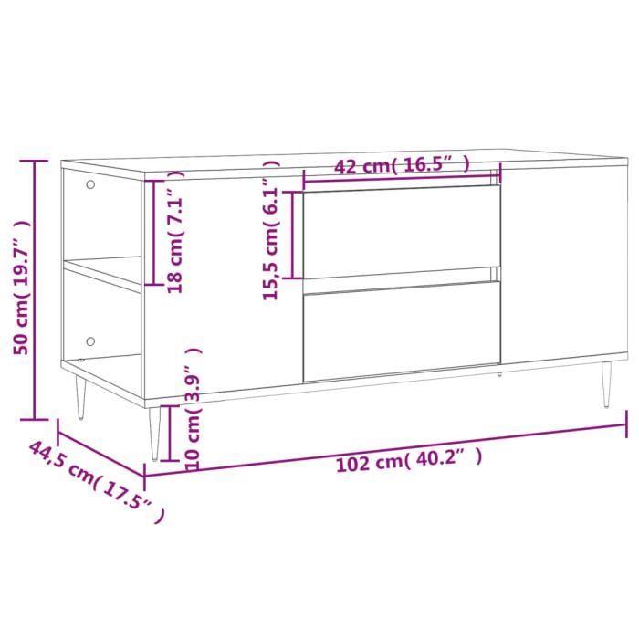 VidaXL Table basse noir 102x44,5x50 cm bois d'ingénierie 830989