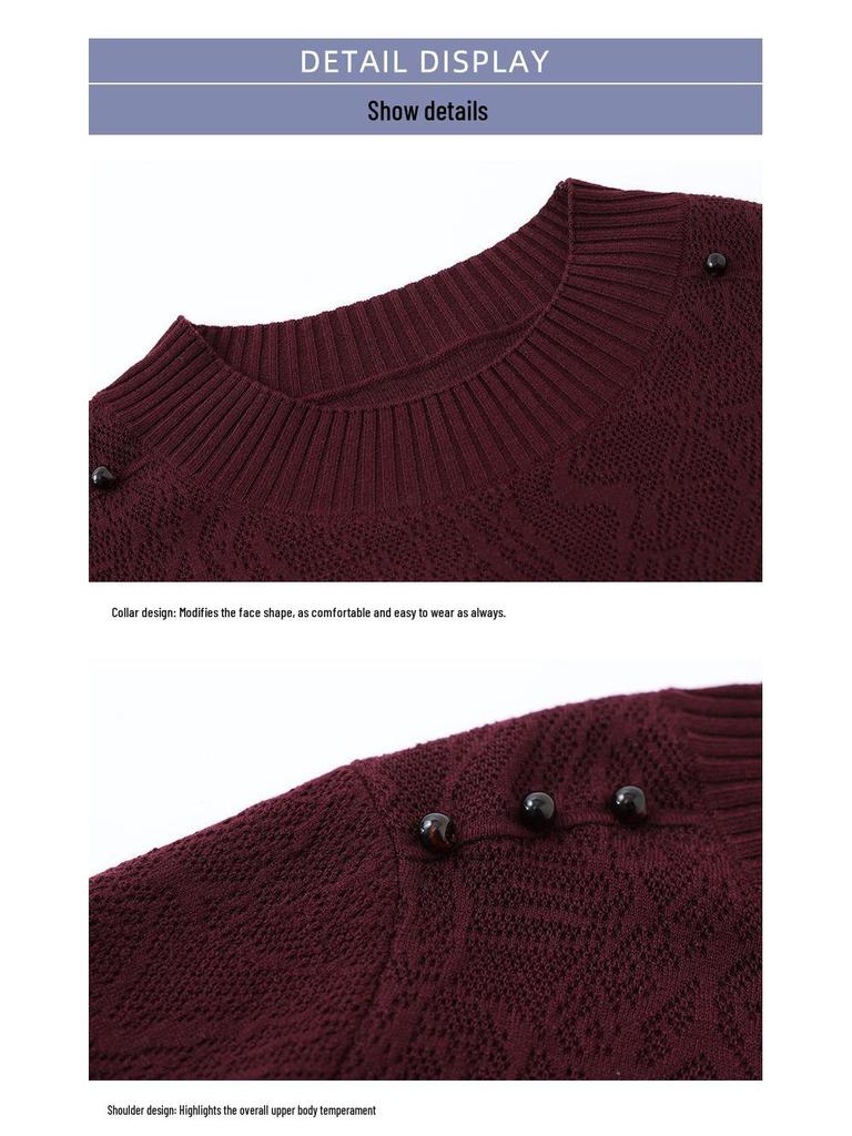 2025 Elegant Plus Size Woolen Knit Dress: Winter Slimming Long Skirt