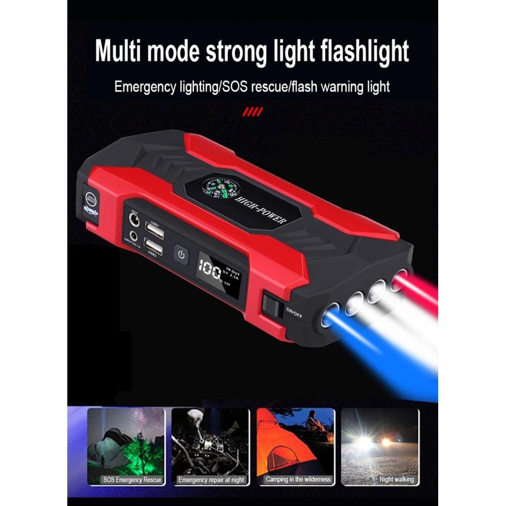 Car Jump Starter 28000mah Water-Resistant Jump Starter Battery Pack Battery Jumper Starter Portable 200W 12V/1A LED Light
