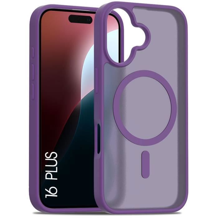 Coque de protection - pour iPhone - 16 Plus - Violet Foncé - Recharge sans fil - Rigide et souple