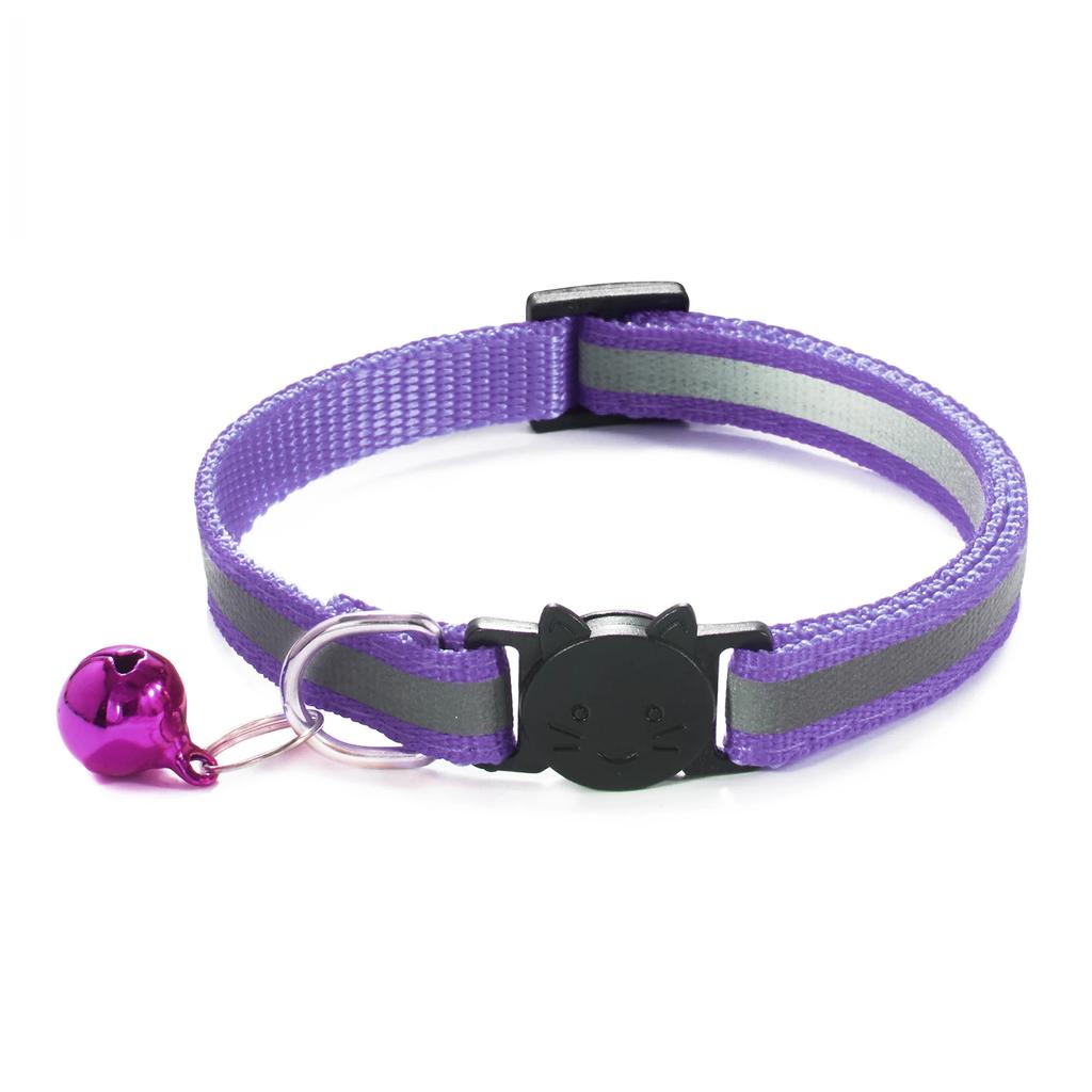 Reflective Breakaway Cat Collar Neck Ring Necklace Safety Elastic Adjustable with Bell Pet Products Kitten Collar Accessories