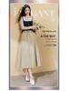 Women's Tencel Wool A-line Midi Skirt, High Waist, Hip-Covering, Pleated, Spring/Autumn 2025