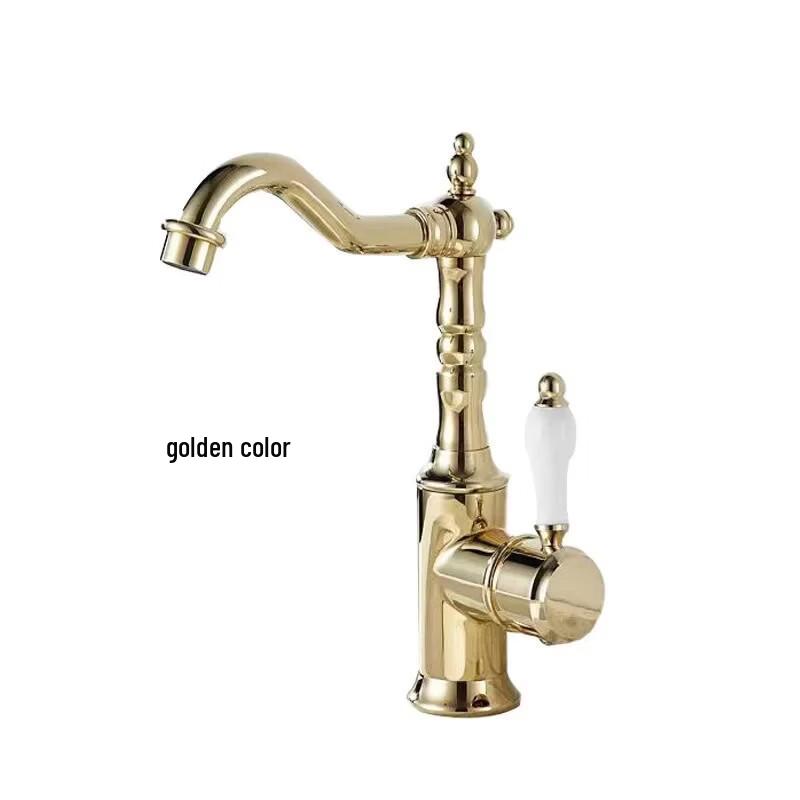TLXT Retro Swivel Bathroom Faucet - Rose Gold Short