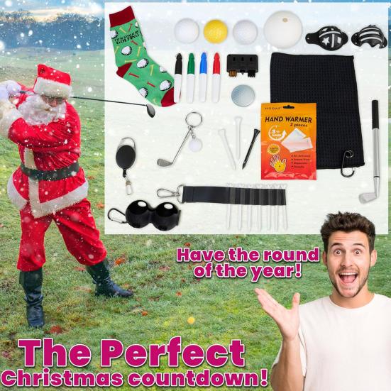 Golf Advent Calendar 2025 24-Day Christmas Countdown Calendar with Golf Balls Tees Markers Socks Tools