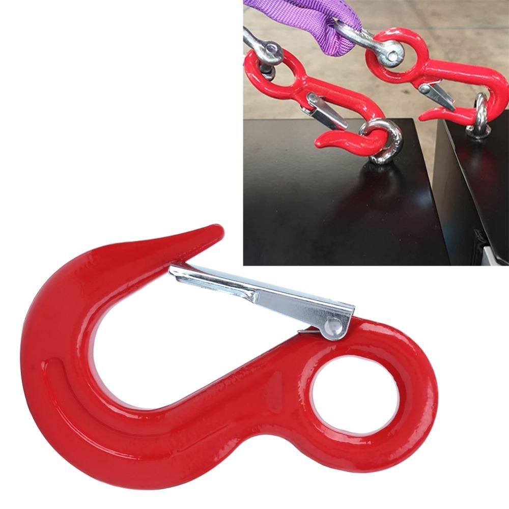 Red Alloy Steel Crane Hook 5000kg Load Capacity Safety Latch Hook Industrial Rigging