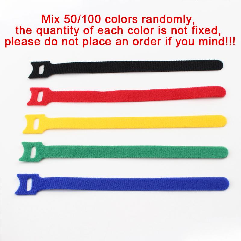 50/100PCS Detachable Cable Ties Colored Plastics Reusable Cable Ties Nylon Loop Wrap Zip Ttype Cable Tie Wire Bandage Tie