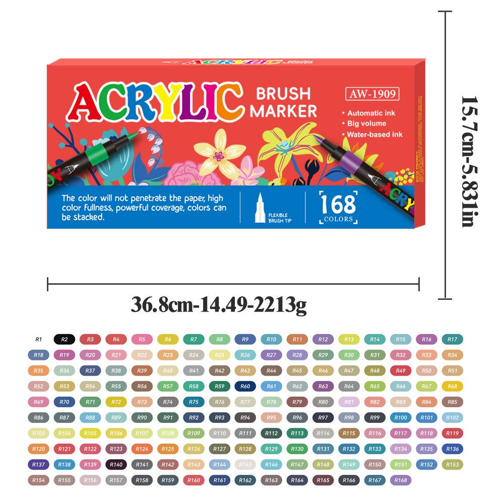 168-Color Acrylic Marker Set for Students: Doodling and Drawing Pens for Kids