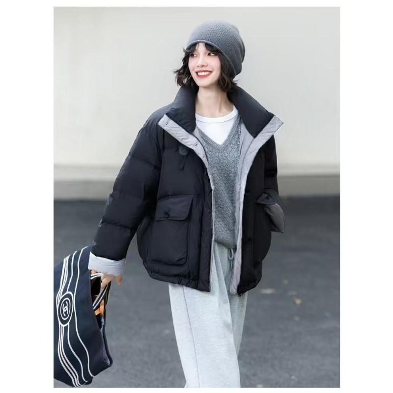 Winter new loose casual versatile stand-up collar cotton clothes commuting warm down cotton clothes jacket