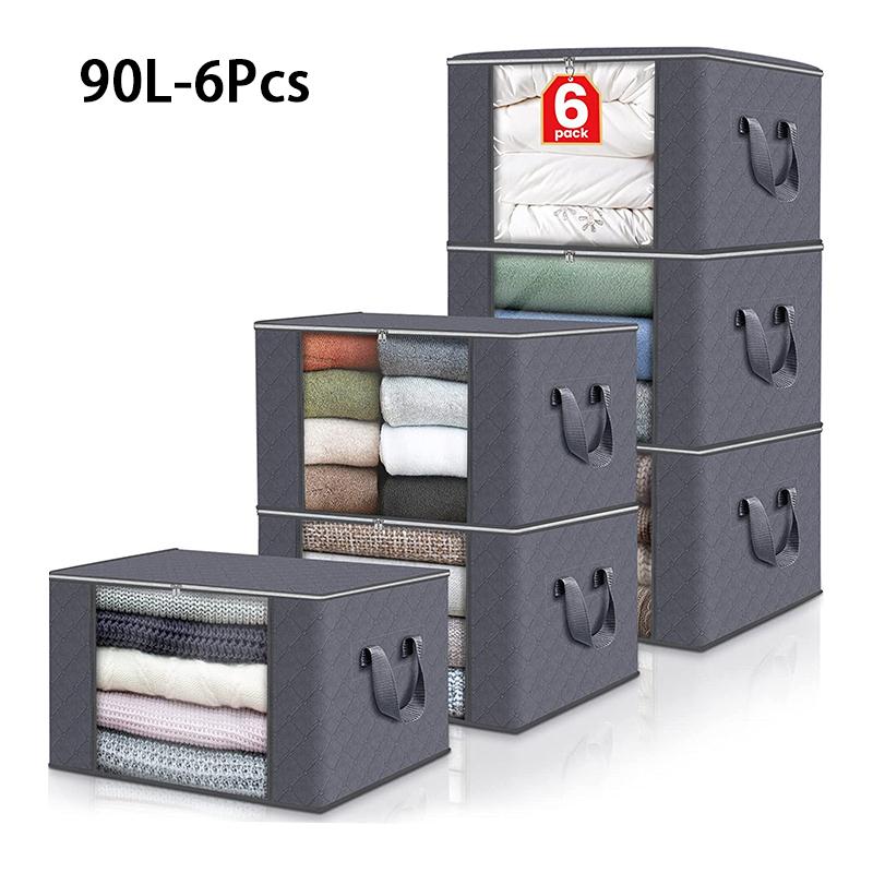 1/3/6 Pcs Large Capacity Clothes Storage Bag Foldable Blanket Storage Containers for Organizing Bedroom Closet