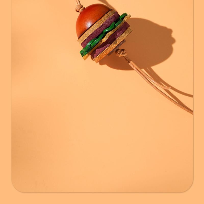 1 Piece Women'S Backpack Exquisite Pendant Hamburger Leather Bag Charm Keychain Decoration Diy Accessories