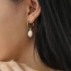 Zarte 7-8mm Natürliche Süßwasserperlen Creolen Ohrringe für Damen Femme 14K Echtgold Beschichtetes Kupfer Hochzeit Braut Schmuck