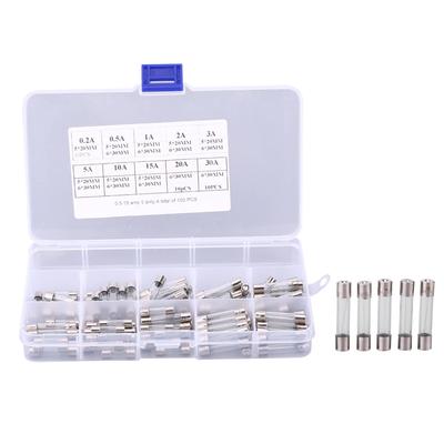 100pcs Car Fuse Cartridge Fuse 5*20mm 6*30mm Assorted Car Glass Fuse Tube Kit 0.2A